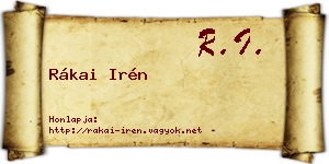 Rákai Irén névjegykártya